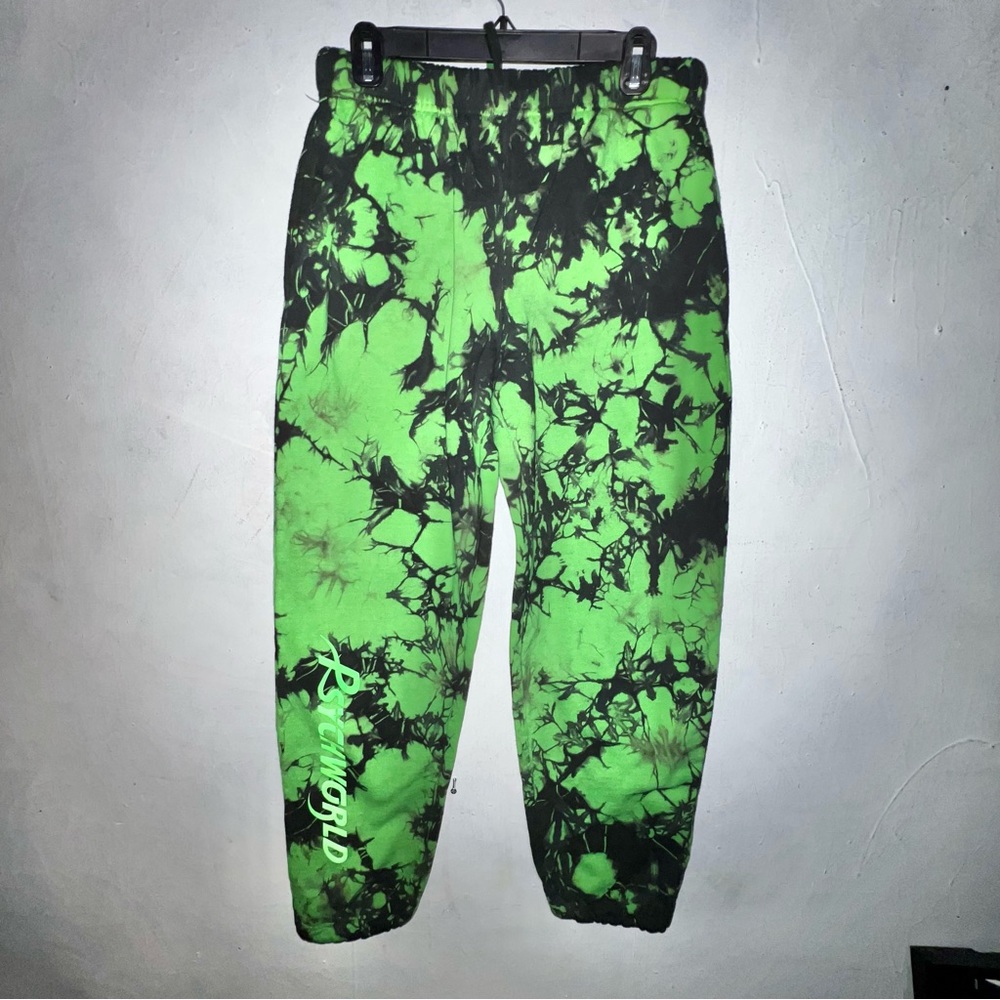 PSYCHWORLD Green Tye Dye Small SWEATPANTS NWOT